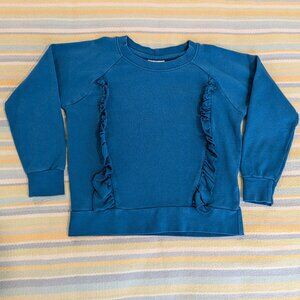 ⭐ Hanna Andersson Teal Blue Ruffle Sweatshirt size 6-7